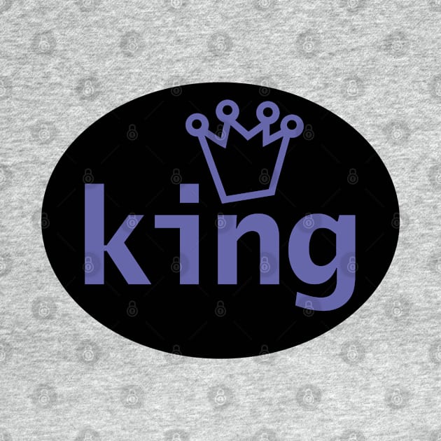 Periwinkle King and Crown on Black Oval by ellenhenryart